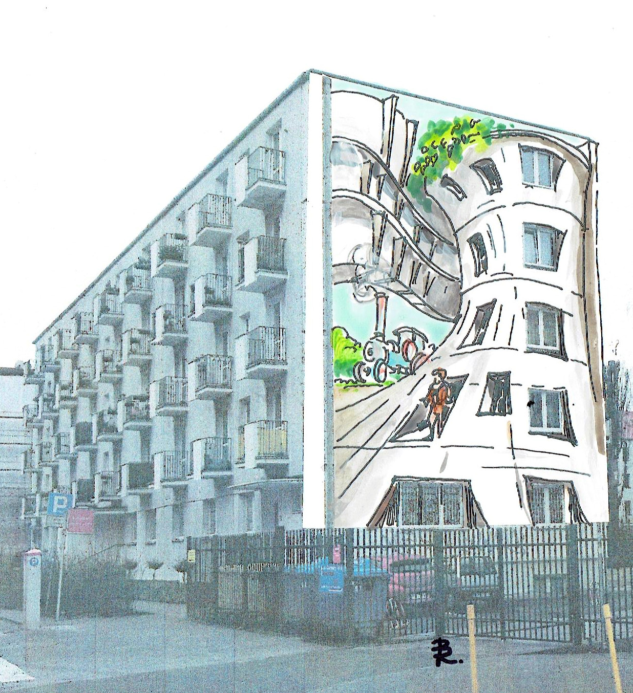 Mural na budynku przy ul.Cegielskiego